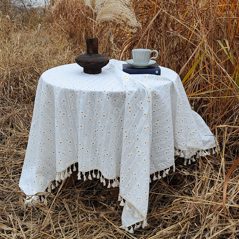 XX0409 cotton tablecloth high-grade atmosphere pastoral ins style small fresh floral daisy cover cloth multifunctional high value