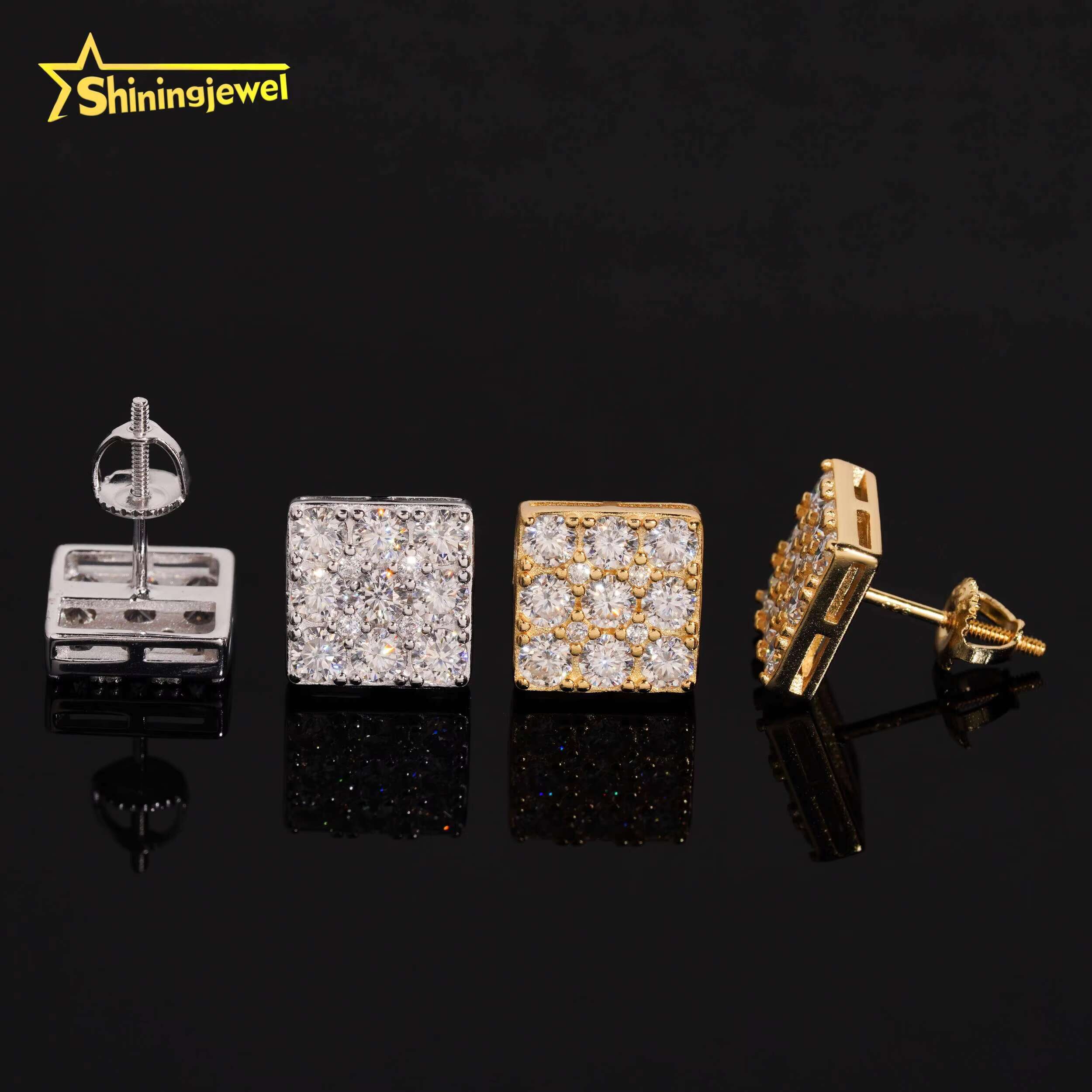 Luxury Jewelry Pass Tester Stocks 925 Sterling Silver VVS Sparkling Diamond Custom Moissanite Stud Earring Men Earrings