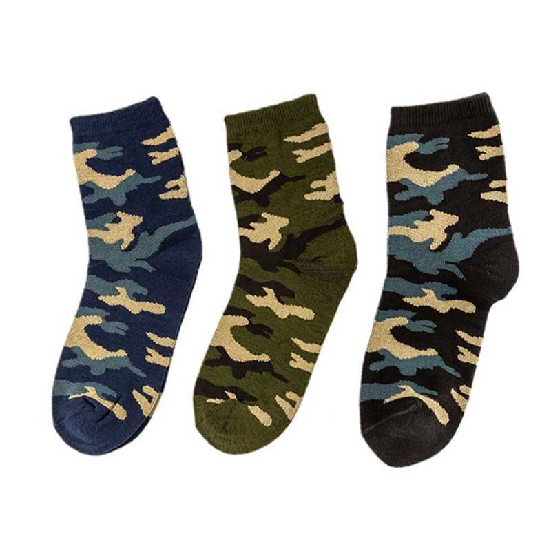 5 pairs of high-quality spring and autumn mens mid tube socks camouflage military green comfortable warm military thick cotton socks Z250505-1
