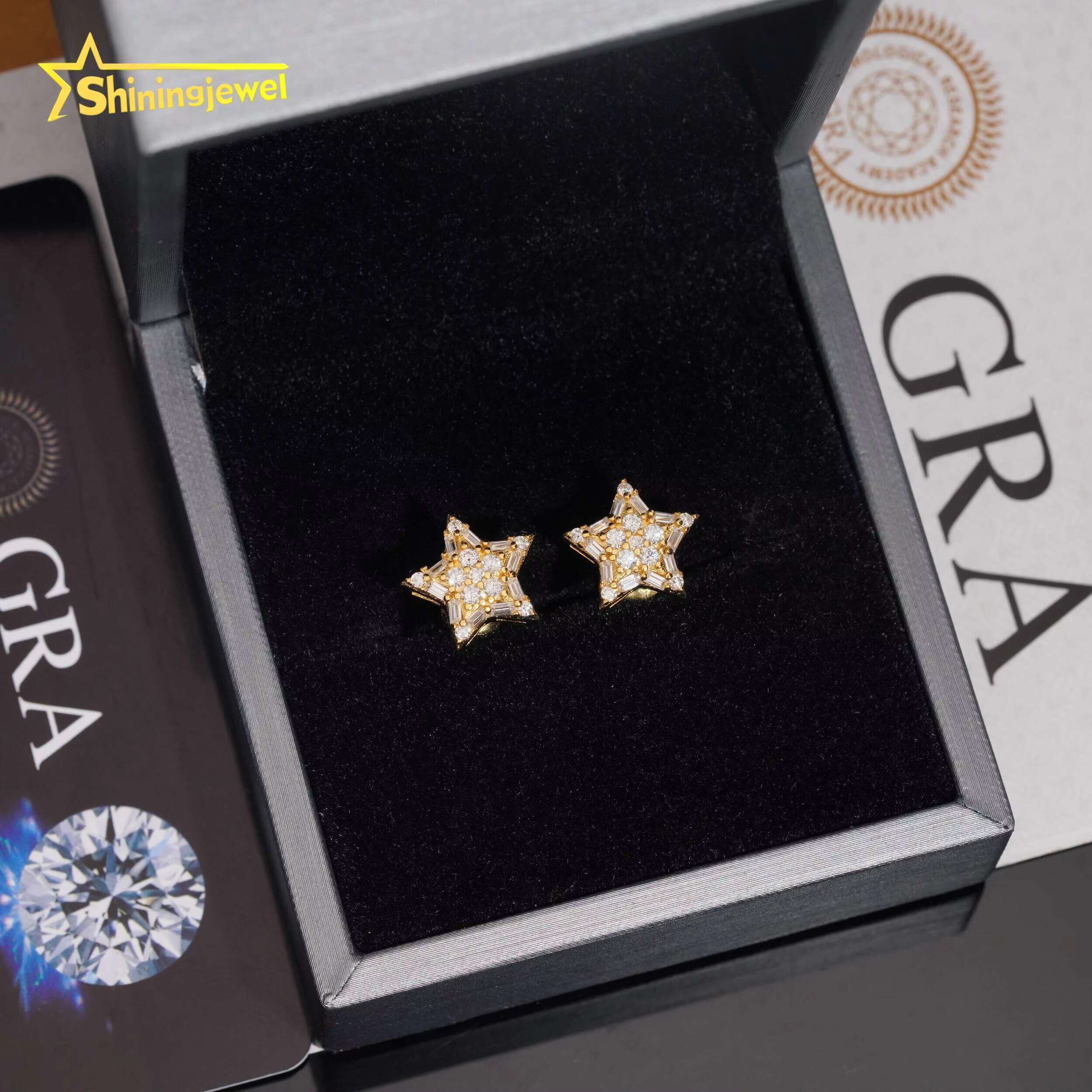 Fashion Pass Diamond Tester Stocks 925 Sterling Silver Iced Out Hip Hop Jewelry Custom VVS Diamond Moissanite Stud Earrings