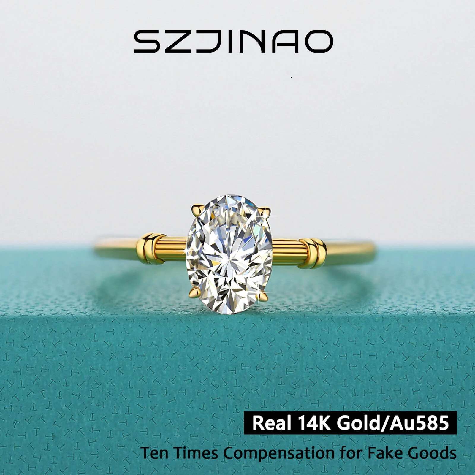 6*8MM Oval Cut Moissanite Diamond Rings Genuine 14K Gold With k-gold Certificate Anniversary Wedding Fine Jewelry for Women