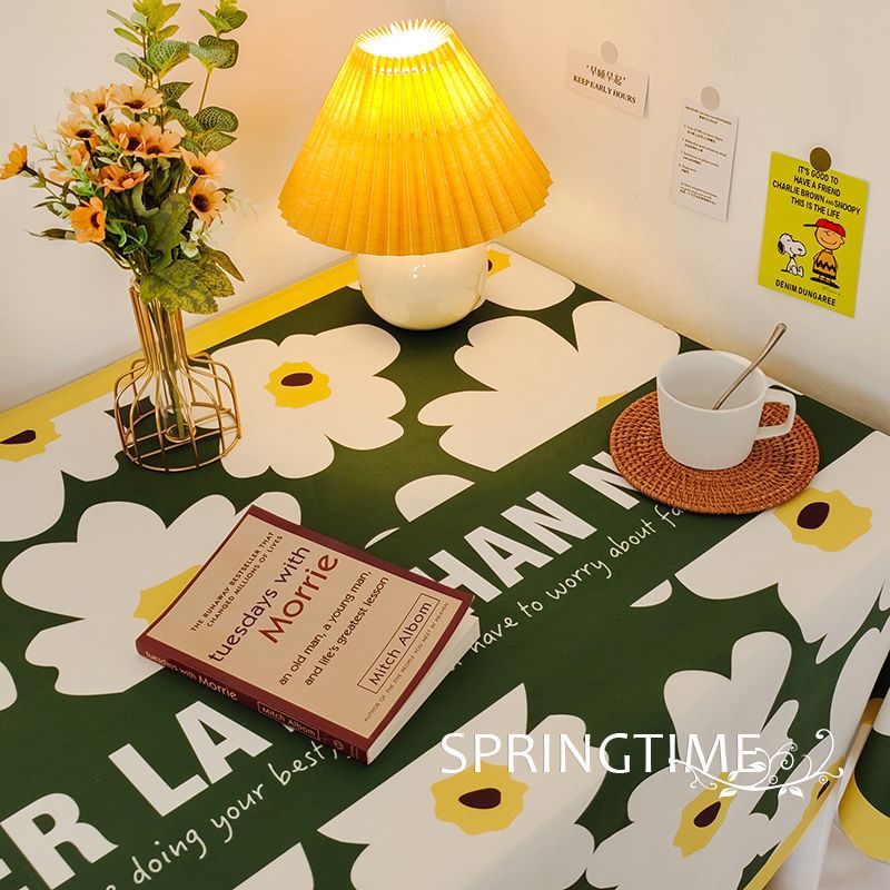 XX0411 Girls Heart Velvet Cloth Tablecloth Study Desk Decoration Cotton Tablecloth High-grade Atmosphere Pastoral Ins Style Small Fresh Floral Daisy C