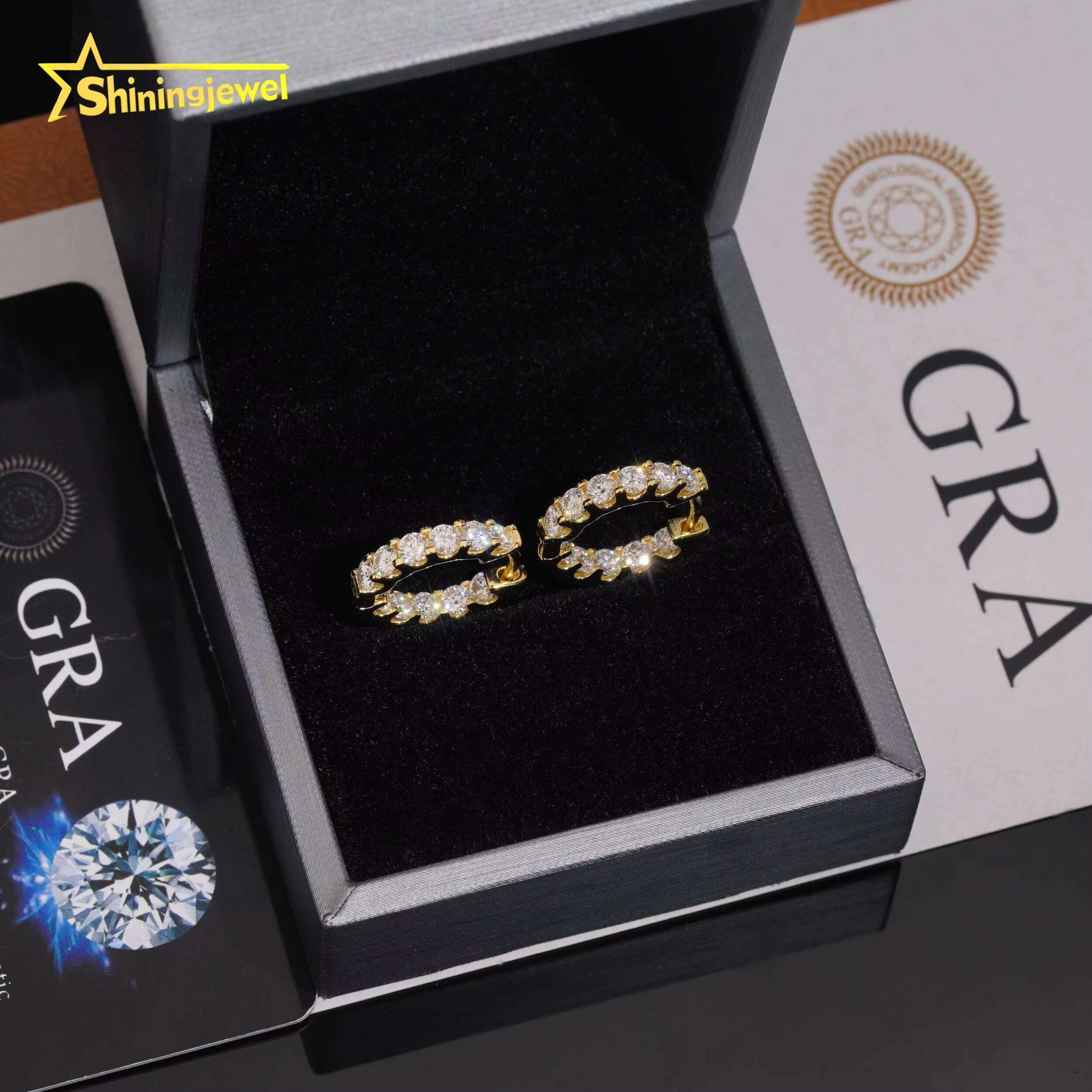 Pass Diamond Tester 925 Sterling Silver Hip Hop High Quality VVS D Color Moissanite Hoop Earrings