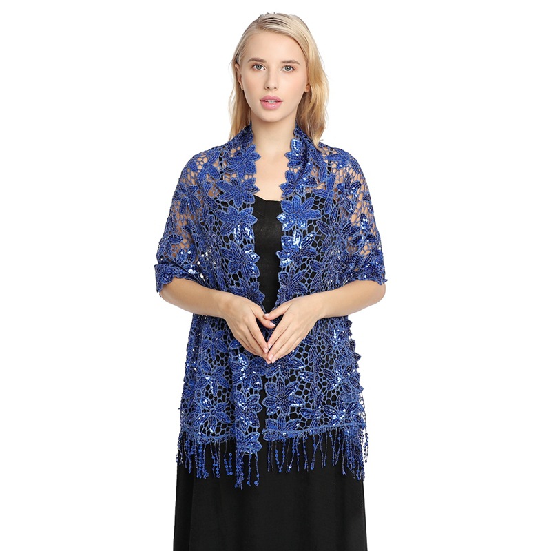 K621 Cross-border water-soluble sequined tassel shawl European and American dinner party cheongsam shawl high-end evening dress shawl for women