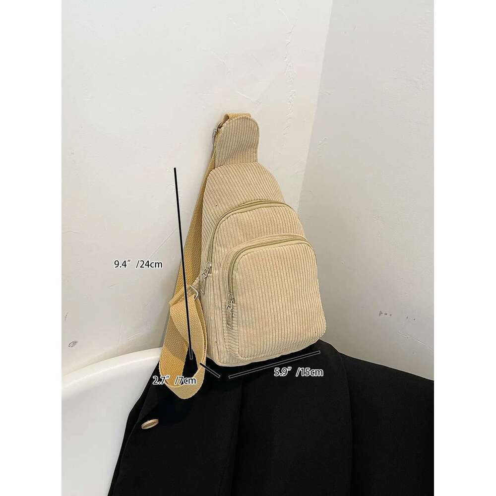 ddmy women's chest Chest casual lightweight waist Korean style versatile pure color extra soft small simple corduroy shoulder crossbody bag