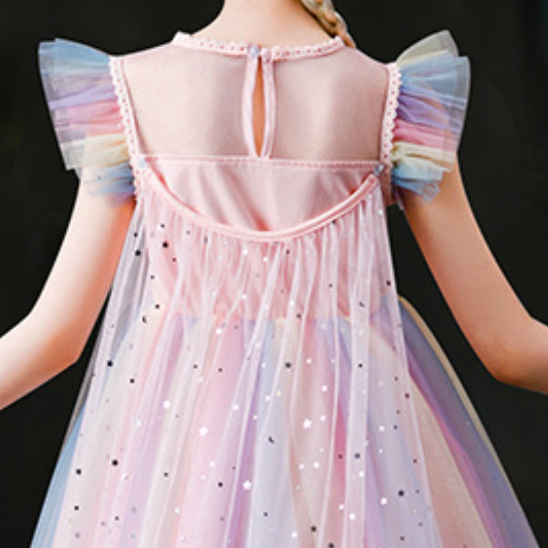 DISNEY Girls designer clothes Princess Elsa Little girl summer outfit rainbow fancy dress children's dress