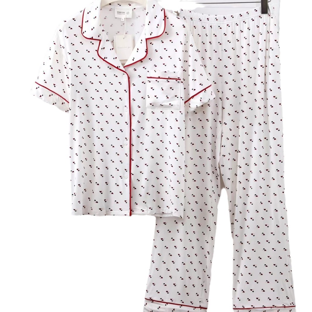 B911-New style pajamas for women autumn and winter long sleeve round neck thin two-piece home clothes suit