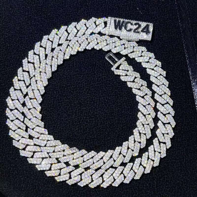 Zuanfa Jewelry Custom Made Name Clasp Miami VVS Moissanite Diamond 10MM Cuban Link Necklace Iced Out Cuban Chain