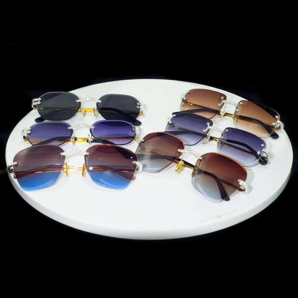2024 Custom Pass Tester VVS Moissanite Iced Out Dia Letter Lens Colored Glasses Eyewear Sunglasses Jewelry For Men Women