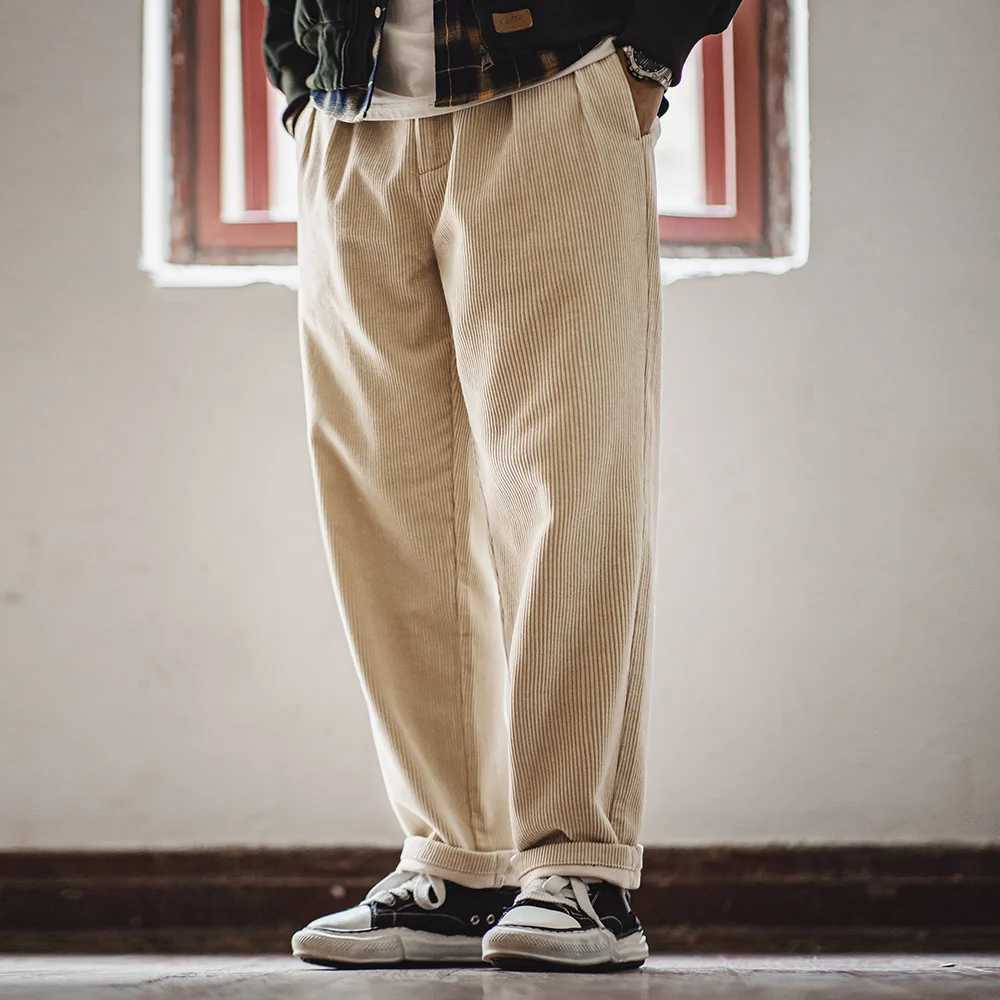 Maden Retro Corduroy Casual Heavy Pants Solid Color Pure Cotton Mens Classic Mens Autumn/Winter Casual Pants W250505