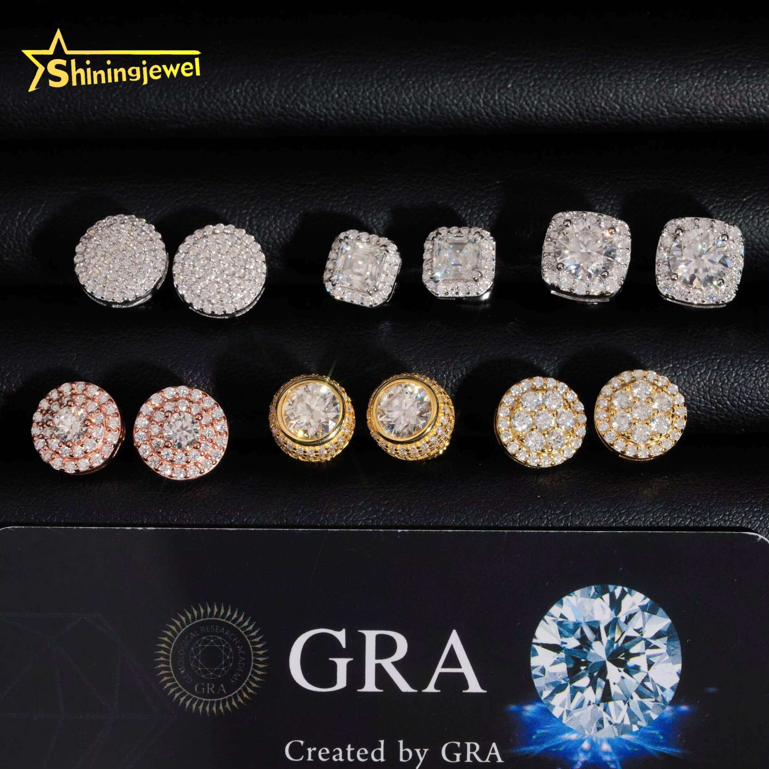 High Quality 925 Silver Men Women Stud Earrings Moissanite Fine Jewelry Hip Hop VVS D Color Moissanite Earrings Screw Back