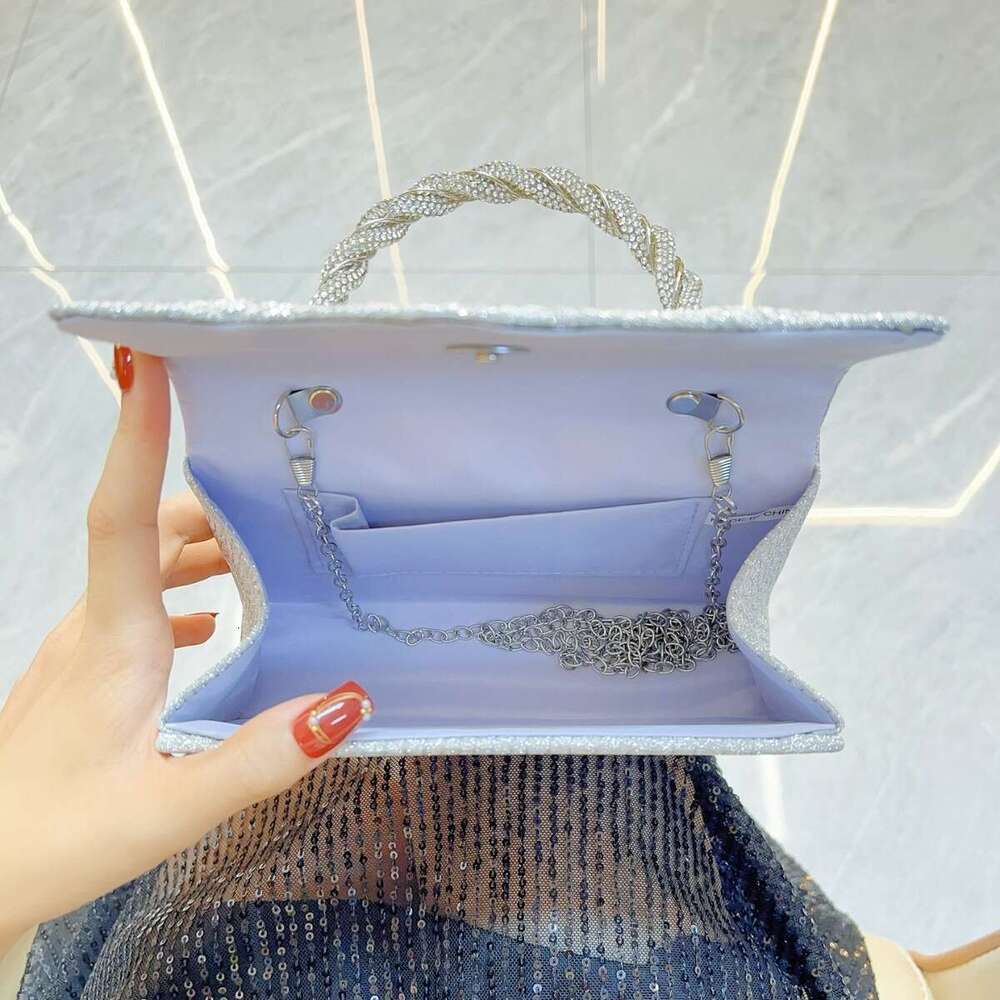 Dinner Bag New Women S Sparkling Banquet Party Diamond Set Small Square Handbag Single Shoulder Crossbody Bag KQ