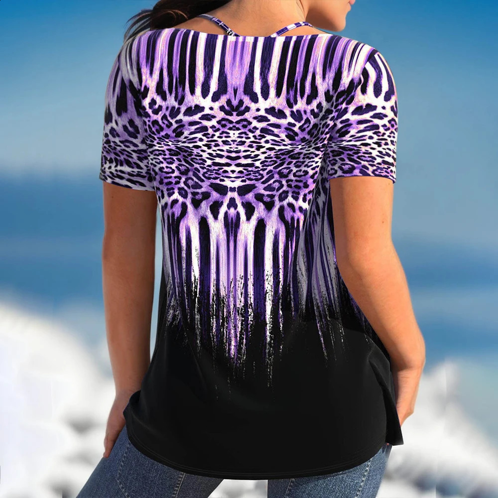 Womens top summer 2024 Korean fashion plus size short sleeved Tshirt casual slim fit floral womens clothing 250430Z