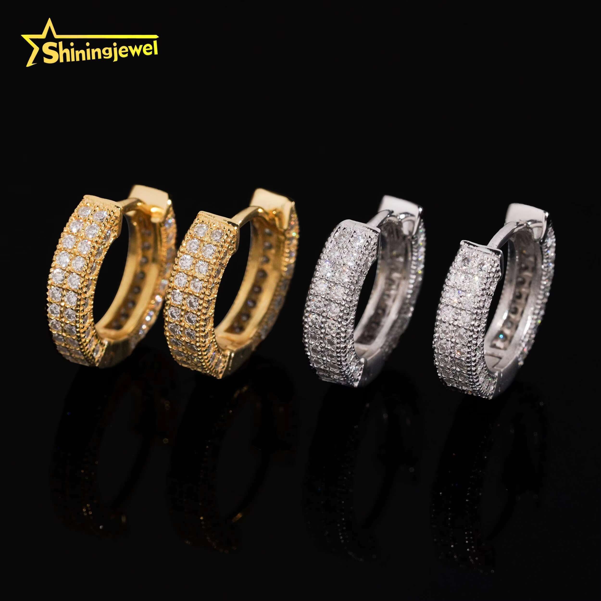 Luxury Jewelry Pass Diamond Tester Stocks 925 Sterling Silver Gold Plated Iced Out VVS Custom Diamond Moissanite Stud Earrings