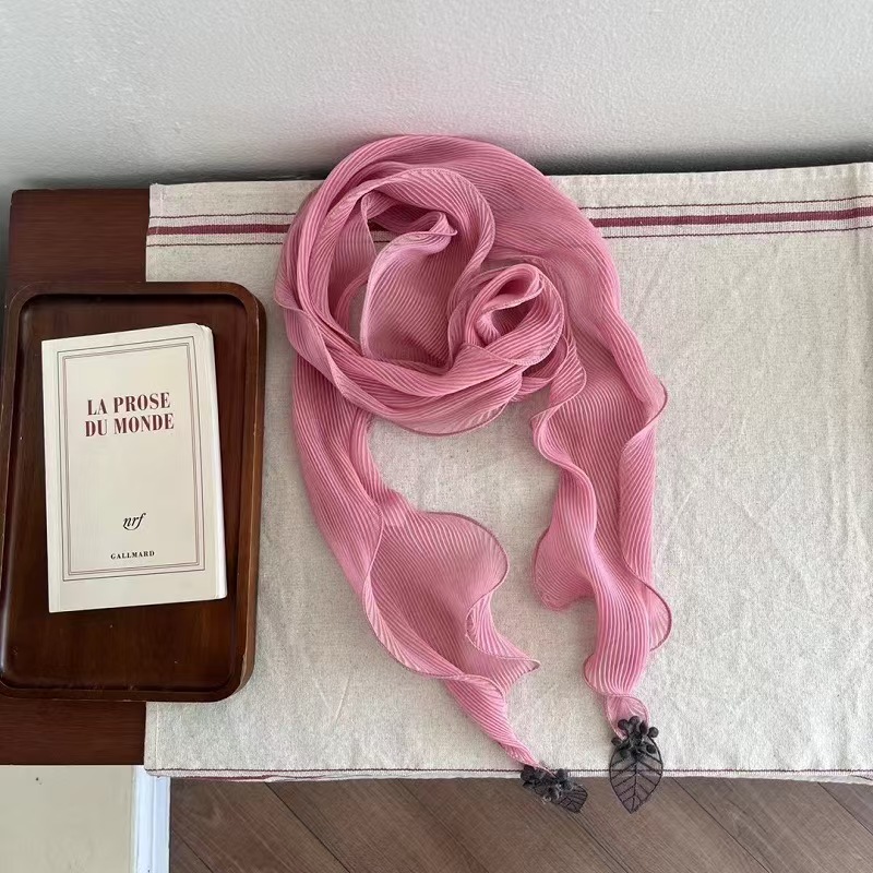 T637 new solid color small silk scarf for ladies in spring and summer with shirt decoration neck scarf chiffon ice silk scarf