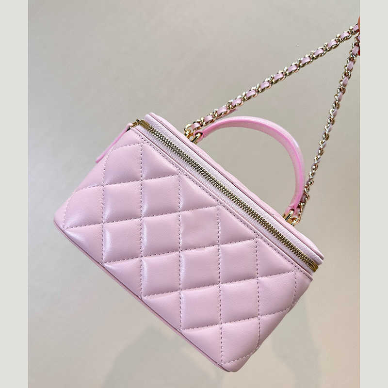 12A Upgrade Mirror Quality Designer women Shoulder Bags 25p new sheepskin long box bag pink gold bead mini makeup box bag crossbody square bag women