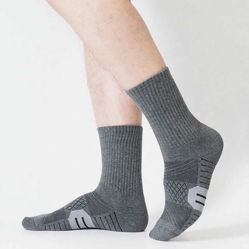 Urgot brand 6 pairs of outdoor sports mens socks thick hiking socks sweat absorbing running socks autumn and winter large sizes 47-50 Z250505