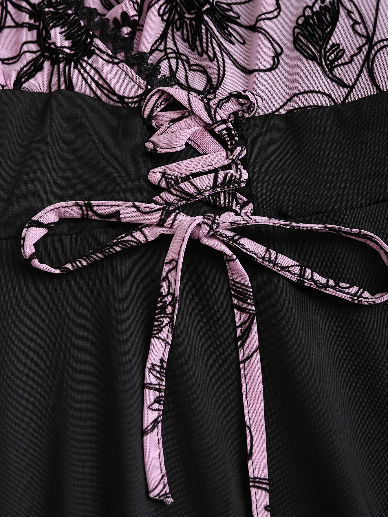 European and American plus size womens floating sleeve floral mesh lace stitched top 250430Z