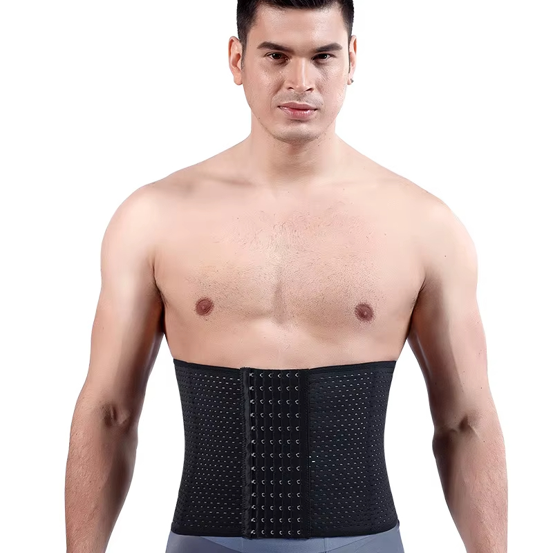 Men Slimming Shaper Body Belt Weight Loss Tummy Control Strap Hooks Waist Trainer Workout Fitness Compression Corset Waist Trainer Abdomen Reducer Body Shaper