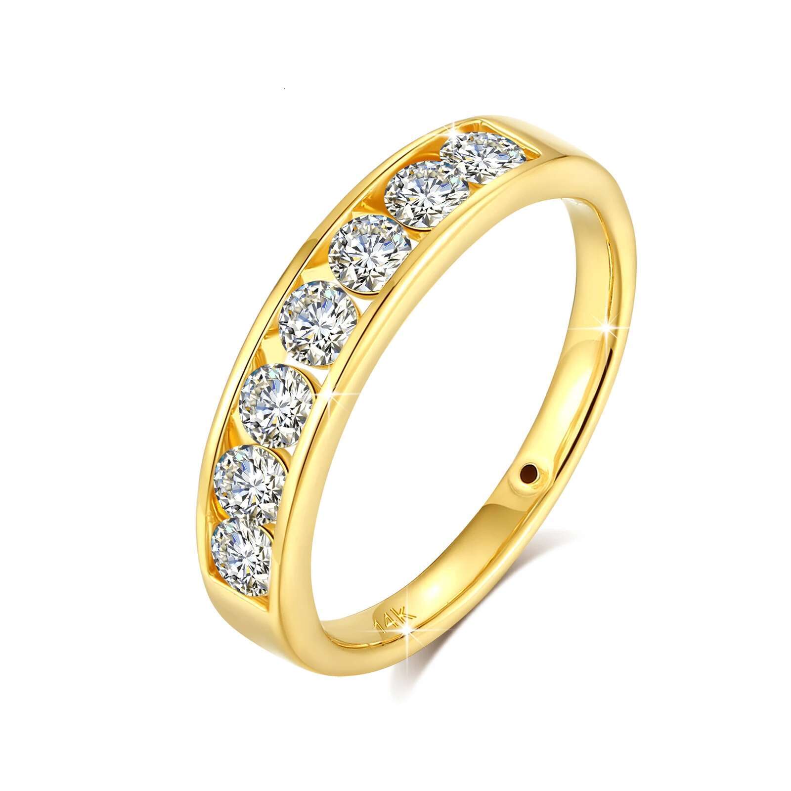 14K Gold Sparkling Moissanite Diamond Ring 3MM 0.1CT*7 Fashionable Luxury Ring for Women Anniversary Wedding Christmas Gifts