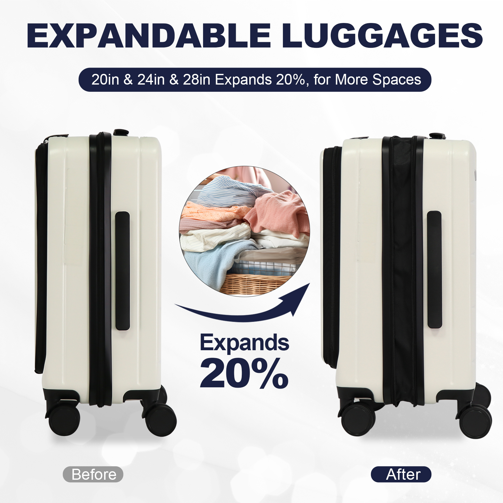 frontopening suitcase set of 3 pieces 20 24 28 inches convenient for taking out computer ipad abspp flexible wearresistant and lightweight suitcase ts