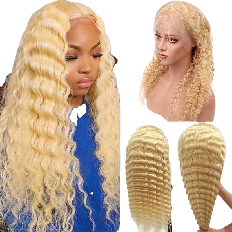 womens Wig fashionable synthetic headband 613# medium split long curly hair small curly hair deep wig