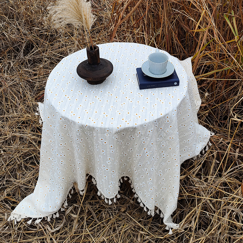XX0409 cotton tablecloth high-grade atmosphere pastoral ins style small fresh floral daisy cover cloth multifunctional high value