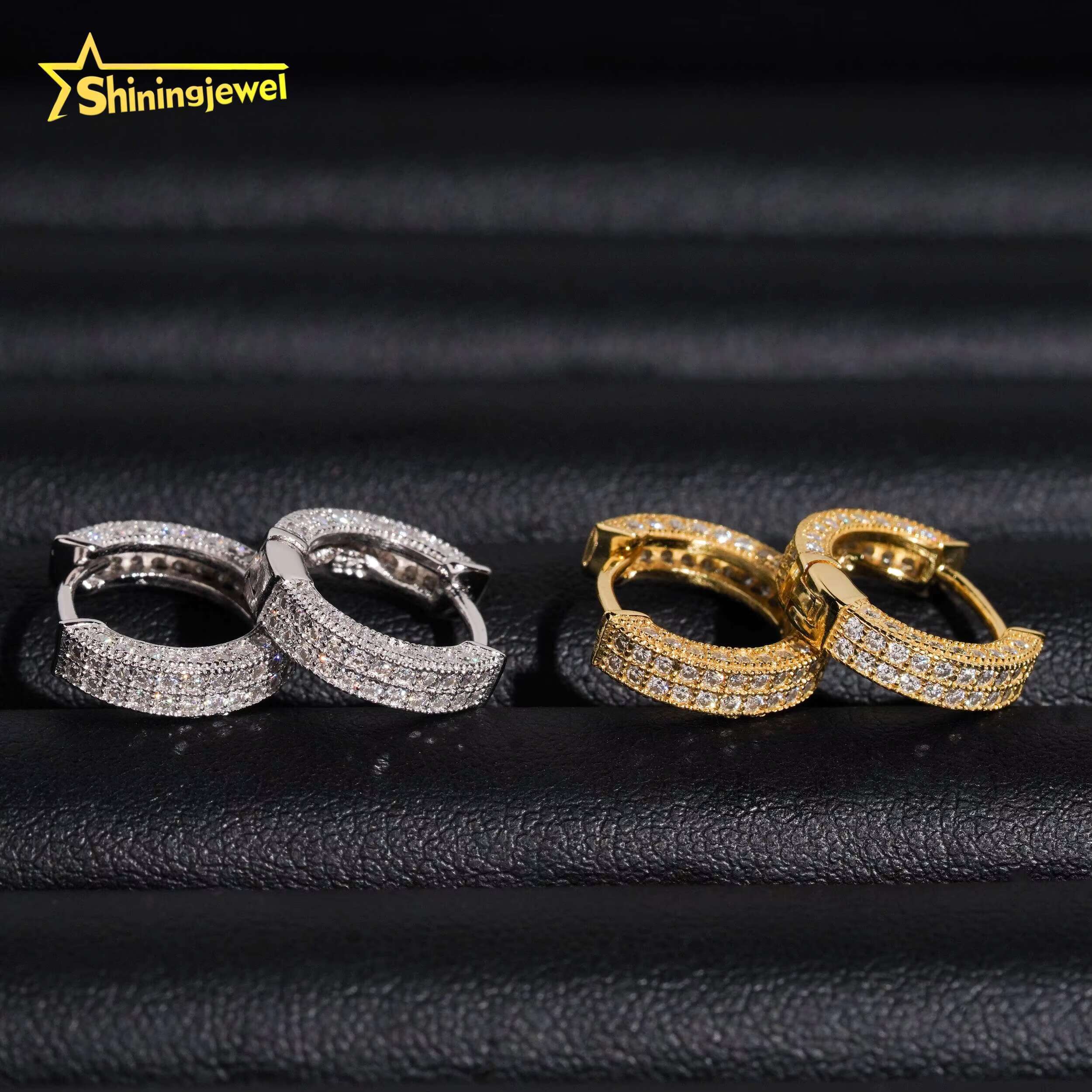 Luxury Jewelry Pass Diamond Tester Stocks 925 Sterling Silver Gold Plated Iced Out VVS Custom Diamond Moissanite Stud Earrings