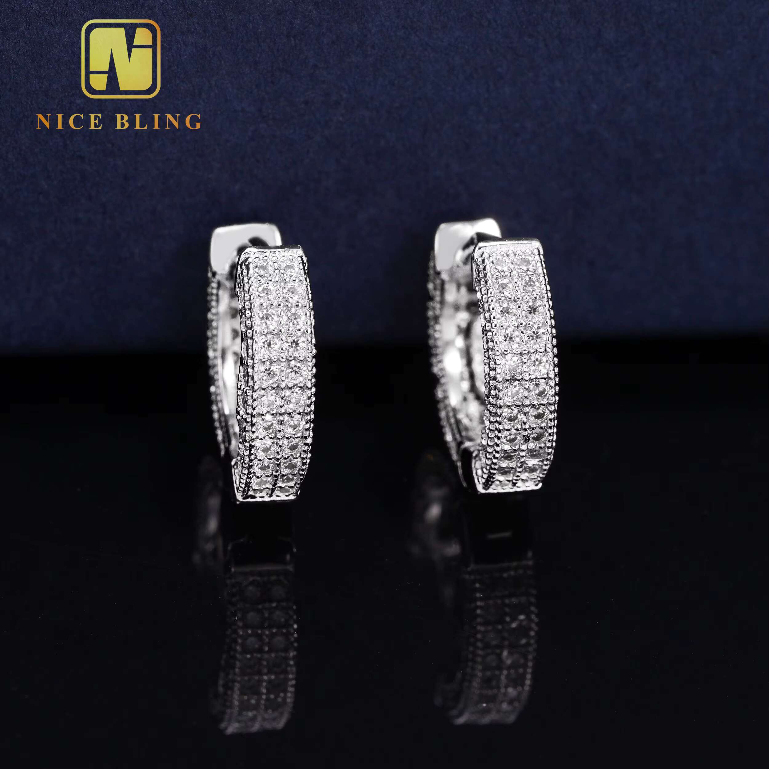 Fine Jewelry Hip Hop Earring 925 Sterling Silver Iced Out VVS Diamond Moissanite Hoop Earrings Ready to Ship