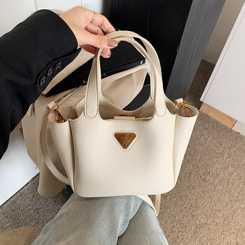 Women's new basket simple handbag soft leather shoulder diagonal cross bucket bag