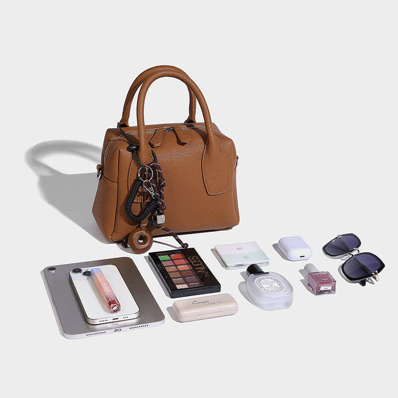2025 New Soft Cowhide Premium Leather Boston Pillow Women's Commuter Casual Handheld Messenger Bag