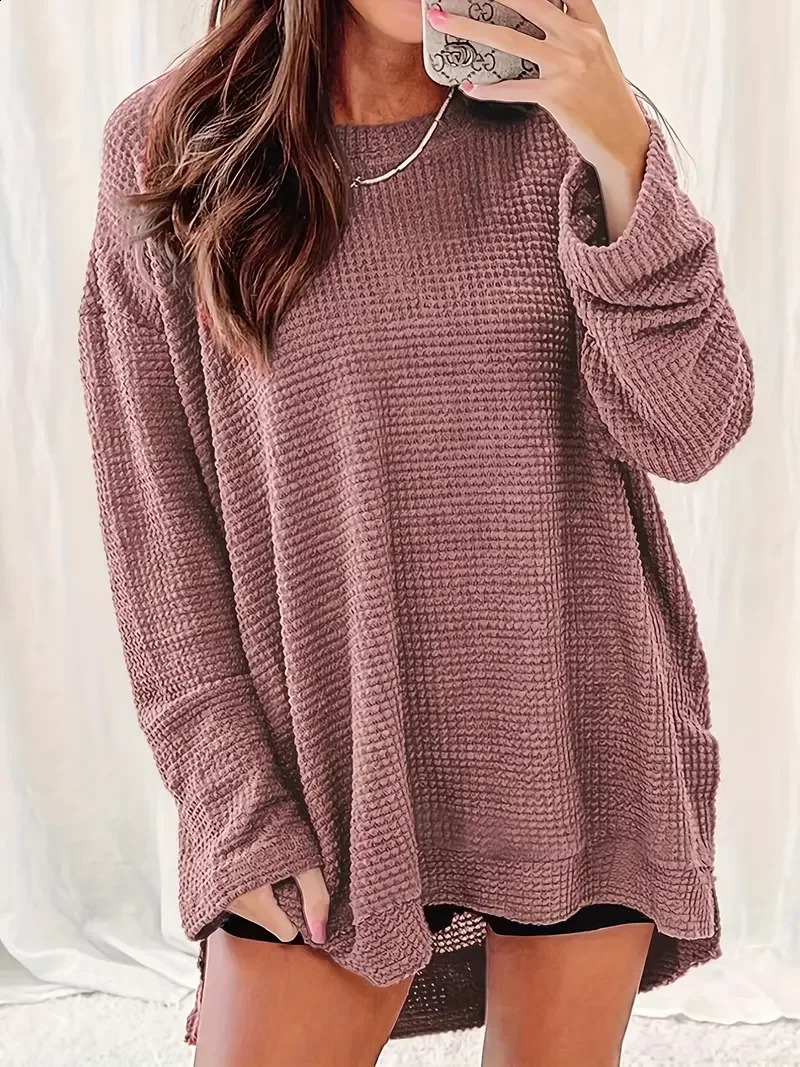 Plus size womens casual solid color staff collar Tshirt 250430Z