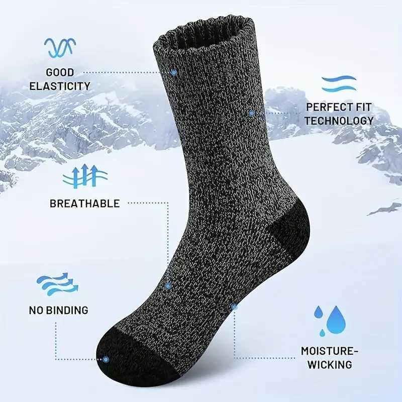 5 pairs of mens Merino wool socks extra thick hiking socks hot socks for cold weather Z250505-1