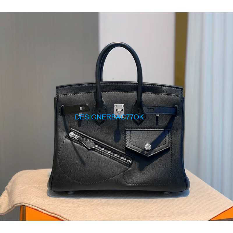 Tote Rock Designer Bag Genuine Leather Handbag Handcrafted Black Swift Platinum Bag Womens Handbag Highend Womens Bag Chain Silver Buckle Personalized An Goodsf89