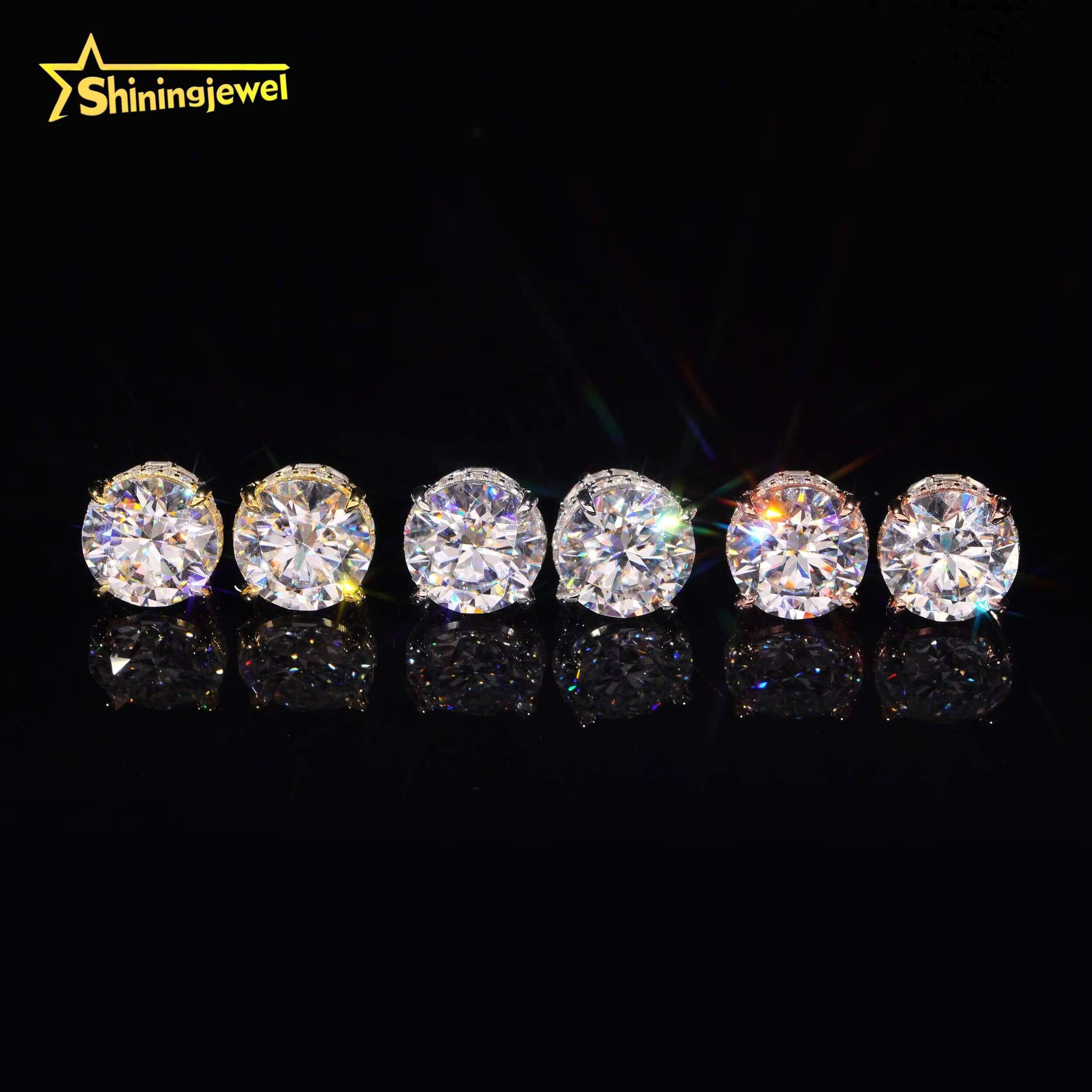 High Quality Luxury Big Size 13mm Diamond Iced Out GRA Certificate S925 Stud Mens Moissanite Hip Hop Earrings