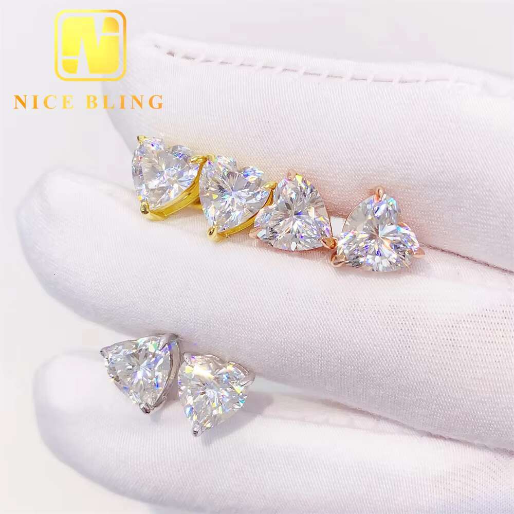 Single Diamond 925 Sterling Silver Ear Studs GRA Gertificate Heart Cut Fine Jewelry VVS Moissanite Stud Earrings for Women