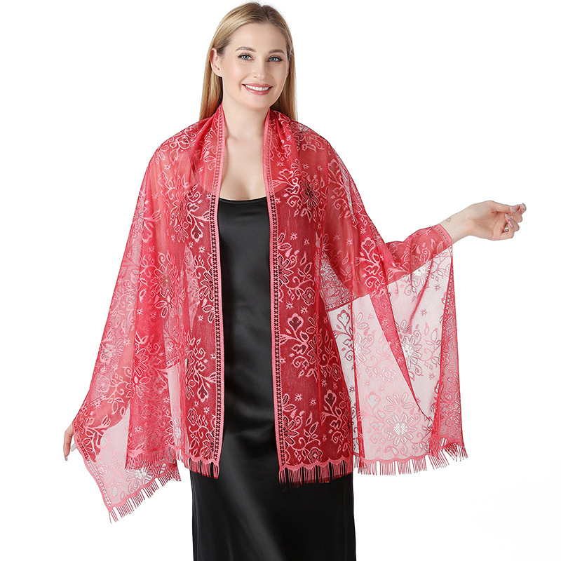 K620 Cross-border new tie-dyed flower lace scarf bride bridesmaid dress cheongsam dinner shawl female