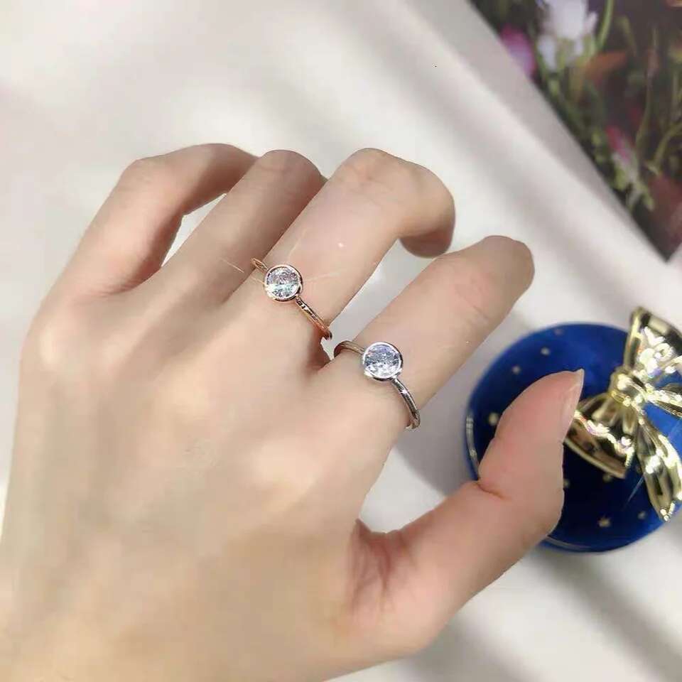 Anziw 5MM 0.5 carat Moissainte Solitaire Ring 18k Gold Plated 925 Silver Womens Fashion Finger Rings with GRA Fine Jewelry Gift