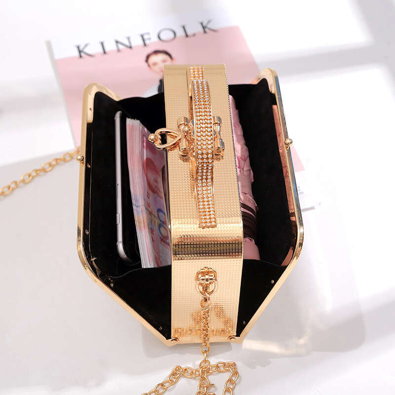 Dinner Bag New High End Handheld Square Flower Banquet Women S Texture Versatile One Shoulder Crossbody Chain Small Bag KQ
