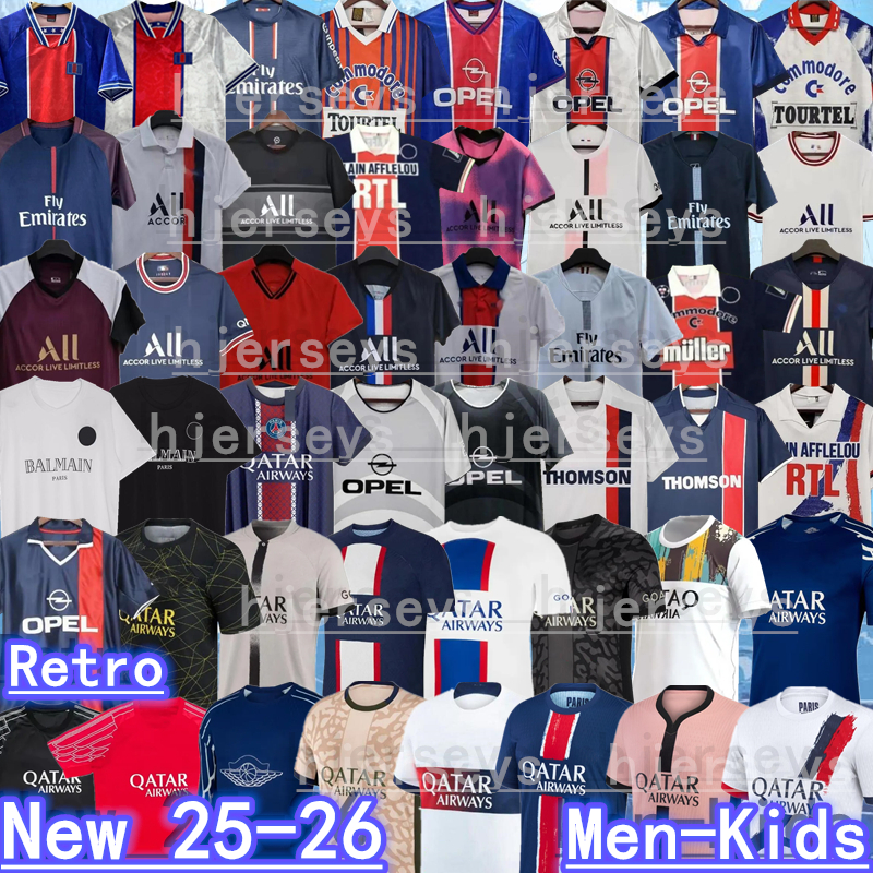 20 21 22 23 24 25 26 Paris Soccer Jersey Retro Maillots de 90 91 92 93 94 95 96 97 98 99 00 01 02 03 12 13 17 18 19 N E Y M A R JR Mbappe RONALDINHO paris Vintage men kids football shirt