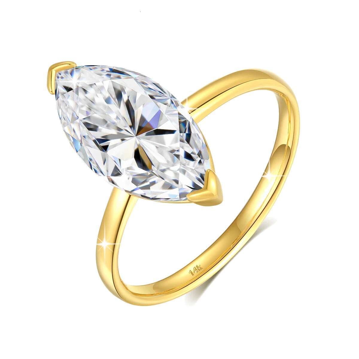 Marquise Cut Moissanite Rings 100% 14K Gold Diamond Ring D Color VVS1 for Women Gift Anniversary Wedding Fine Jewelry