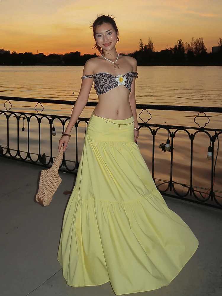 Weird Puss Flower 2piece womens sexy backless leopard print slant neck toppleated long matching club outfit 250430e