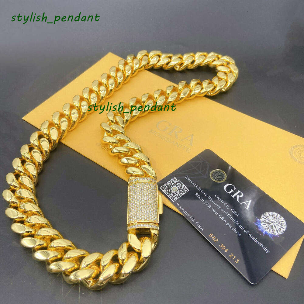 miami cuban link chain necklace designer men 18/20/22MM wide gold moissanite chain micro inlaid diamond in buckle hip hop 18k gold jewelry women perso