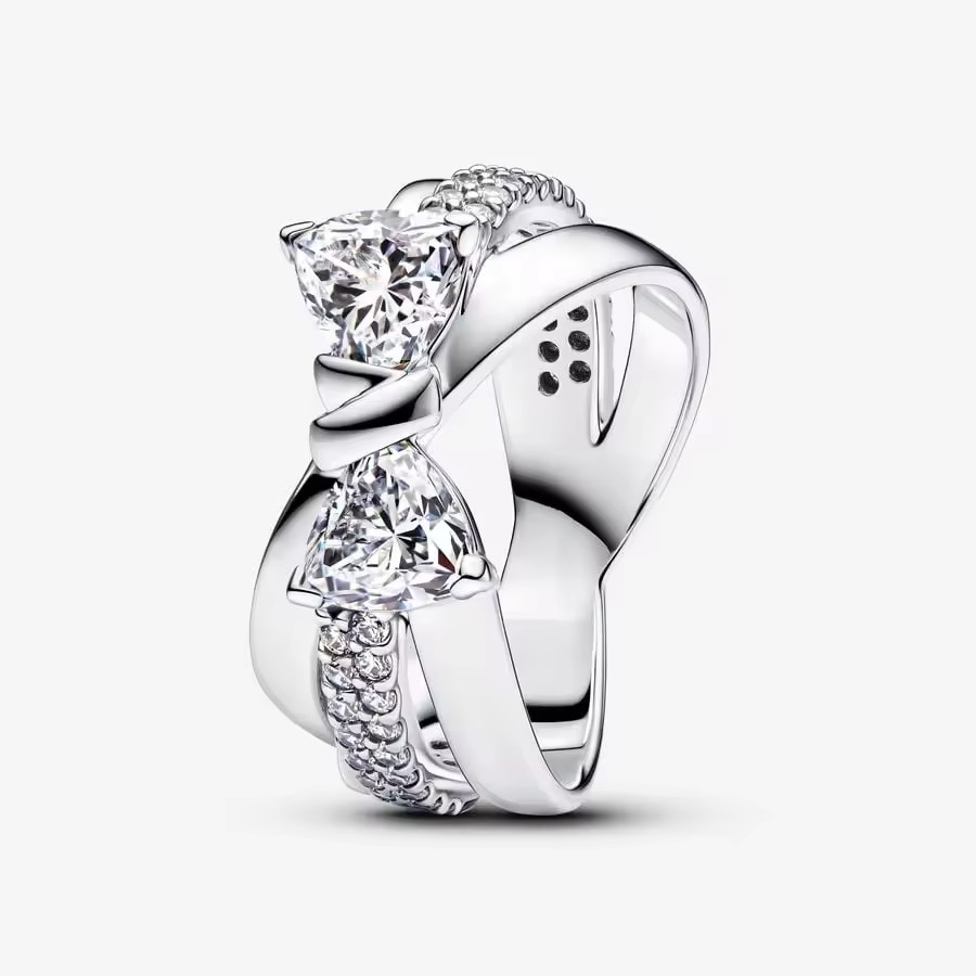 Silver Fashion Single Item Ring Sparking Ribbon Starlight Butterfly Ring Square Blue Cuban Chain Ring Women's Jewelry Gift Free Shipping