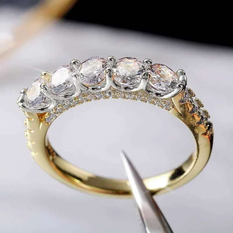 Eternity Lab Moissanite Diamond Ring 100% Real 925 Sterling Silver Engagement Wedding Band Rings for Women Promise Jewelry Gift