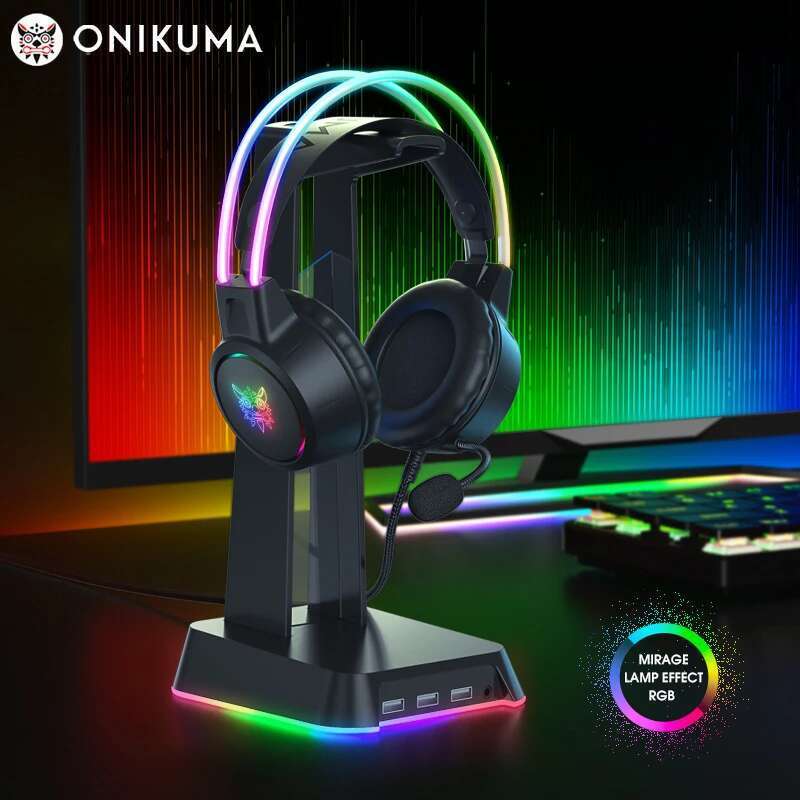 ONIKUMA RGB Headphones with HD Flexible Mic 3.5mm Gaming Headsets For PC Xbox PS4 PS5 Switch Computer Games