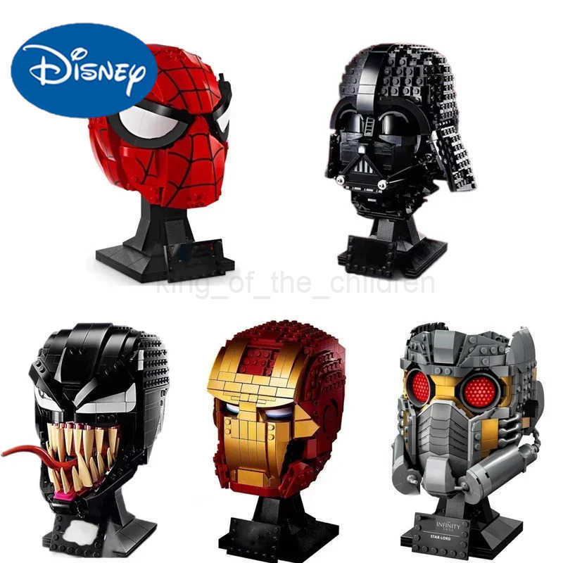 Disney Marvel Comics Superhero Building Blocks Darth Vader Venom Spider Man Iron Head Assembly 3D Model Mini Brick Toy Christmas Gift W250505