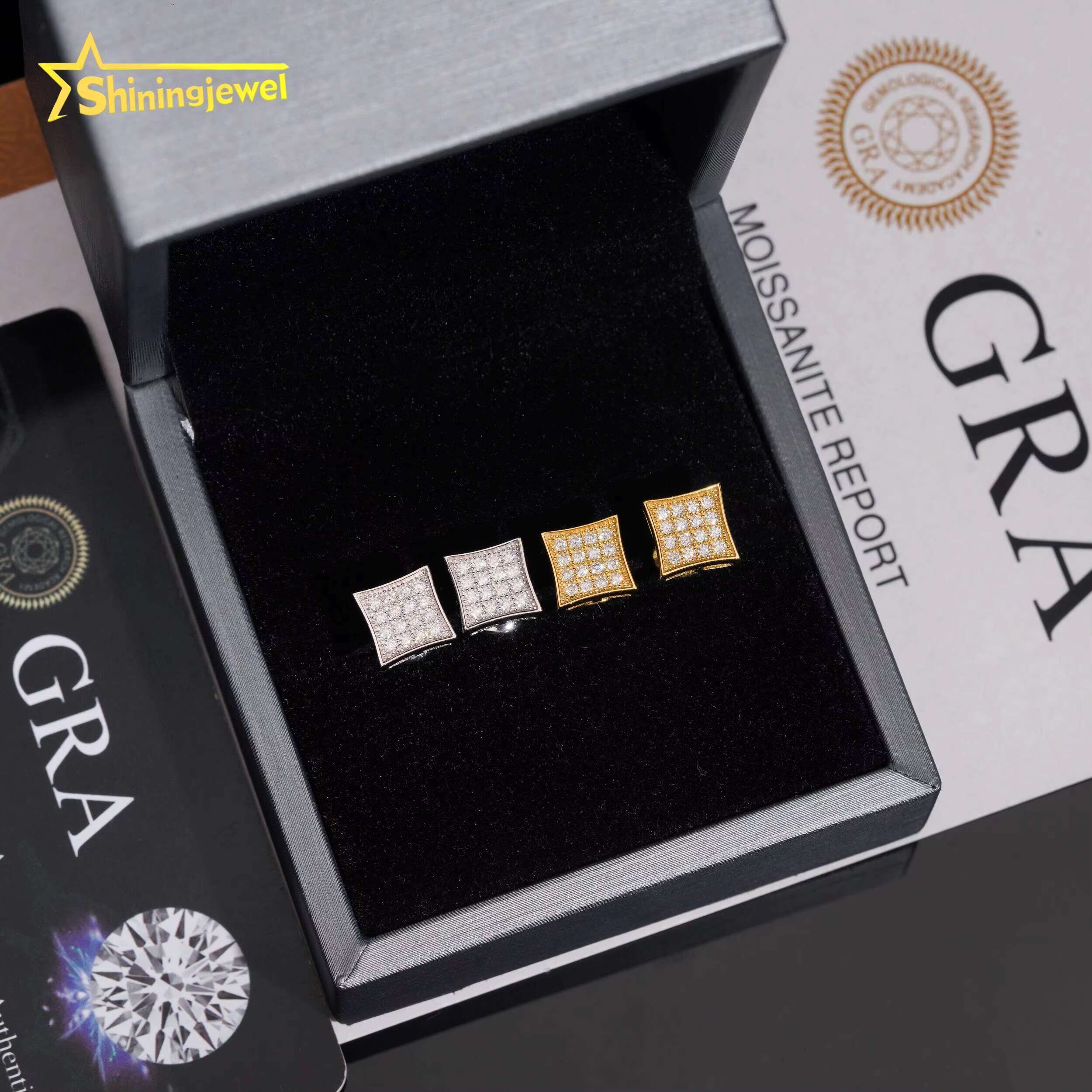 Factory Price 18k Gold Luxury Vvs Moissanite Diamond Jewelry Custom 925 Sterling Silver Stud Earrings