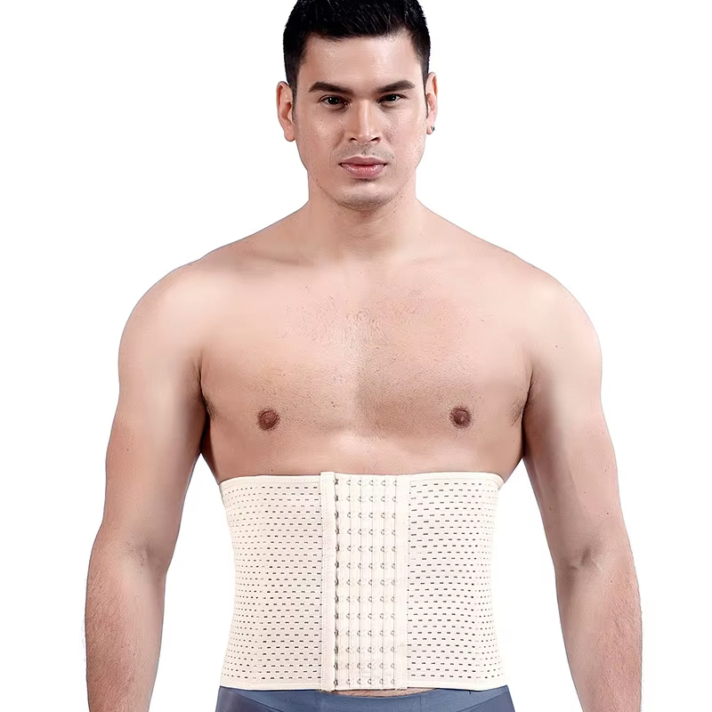 Men Slimming Shaper Body Belt Weight Loss Tummy Control Strap Hooks Waist Trainer Workout Fitness Compression Corset Waist Trainer Abdomen Reducer Bod