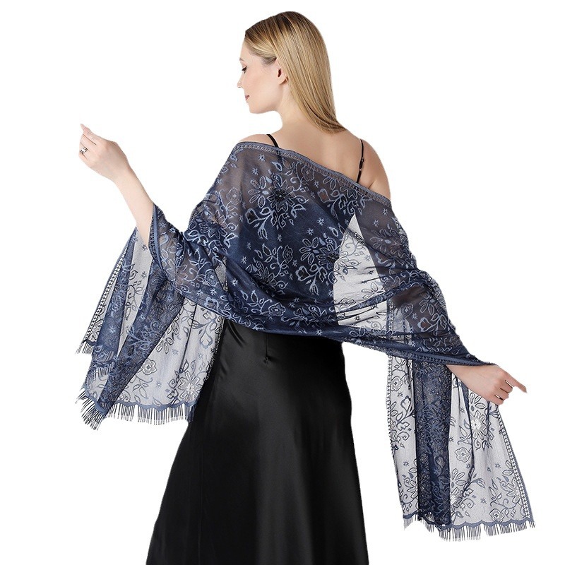 K1497 Cross-border new tie-dyed flower lace scarf bride bridesmaid dress cheongsam dinner shawl female